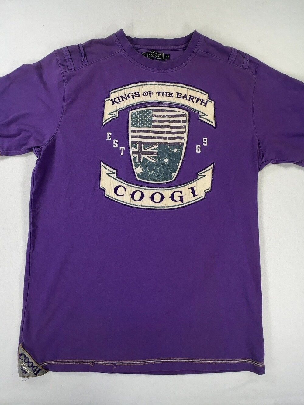 Coogi Kings of the Earth Crest Graphic T-Shirt Cotton Purple Men's Size 2XL